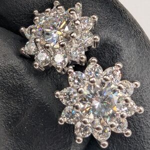 Elegant Silver Flower Stars Earrings